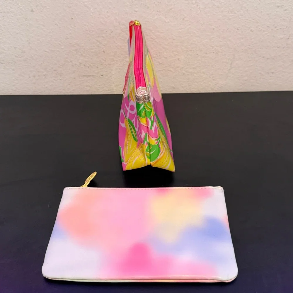 Lilly Pulitzer for Estee Lauder Makeup Bag Pink Lemon & Ipsy Tie‎ Dye Pouch Set